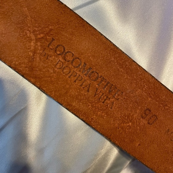 Doppia Vita Locomotive Leather Brown Belt with studded Buckle